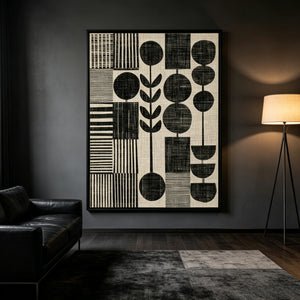 Botanical Shapes and Bold Stripes | Textured Geometric Wall Art