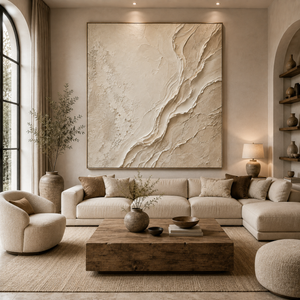 Earthen Current | Beige Neutral Textured Wall Art