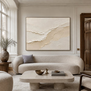 Beige & Brown Stripe Plaster Abstract | 3D Textured Wall Art