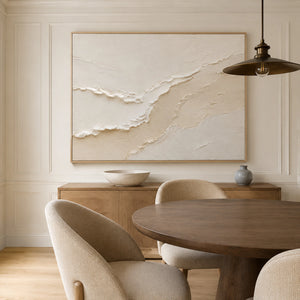 Beige & Brown Stripe Plaster Abstract | 3D Textured Wall Art