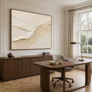 Beige & Brown Stripe Plaster Abstract | 3D Textured Wall Art