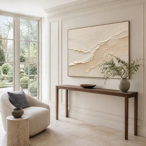 Beige & Brown Stripe Plaster Abstract | 3D Textured Wall Art