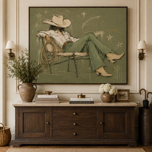 Relaxed Cowboy Figure | textured wall art