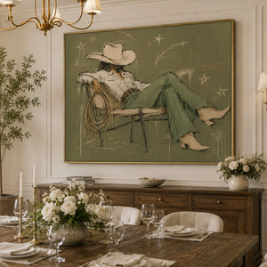 Relaxed Cowboy Figure | textured wall art