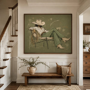 Relaxed Cowboy Figure | textured wall art