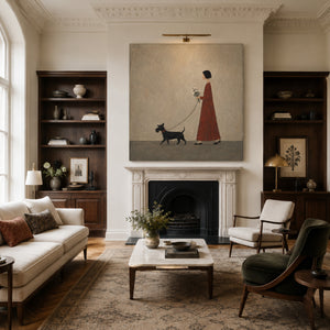 Walking Moment | Vintage Figure With Dog Wall Art