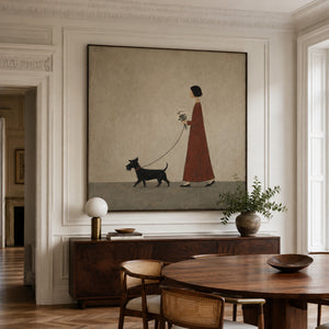 Walking Moment | Vintage Figure With Dog Wall Art