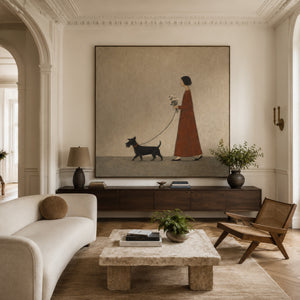 Walking Moment | Vintage Figure With Dog Wall Art