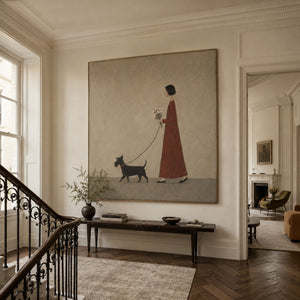 Walking Moment | Vintage Figure With Dog Wall Art