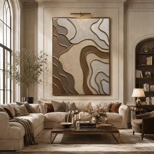 Gilded Earth Flow | Textured Abstract Canvas Wall Art