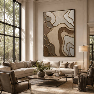 Gilded Earth Flow | Textured Abstract Canvas Wall Art