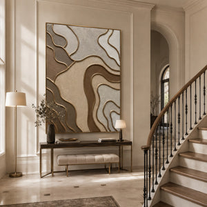 Gilded Earth Flow | Textured Abstract Canvas Wall Art