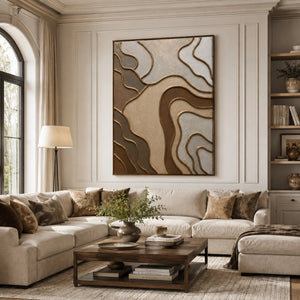 Gilded Earth Flow | Textured Abstract Canvas Wall Art