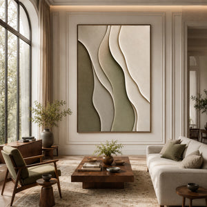 Sage Curved Layers | 3D Textured Abstract Wall Art