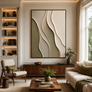 Sage Curved Layers | 3D Textured Abstract Wall Art