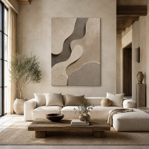 Soft Block Texture | Neutral‑Tone Abstract Wall Piece