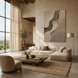 Soft Block Texture | Neutral‑Tone Abstract Wall Piece