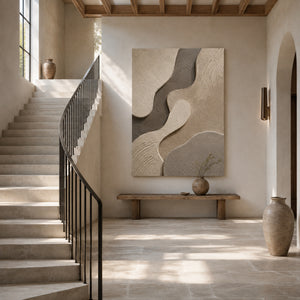 Soft Block Texture | Neutral‑Tone Abstract Wall Piece
