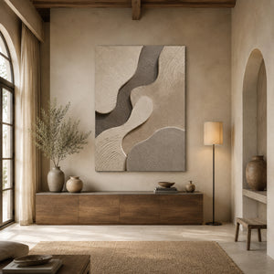 Soft Block Texture | Neutral‑Tone Abstract Wall Piece