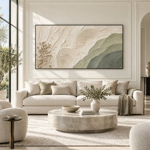 Sage Green Mountain & Arch Plaster Art | 3D Textured Wall Art
