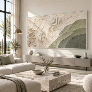Sage Green Mountain & Arch Plaster Art | 3D Textured Wall Art