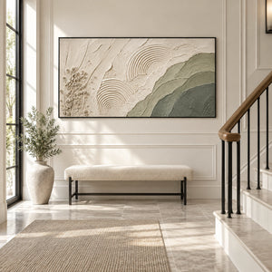 Sage Green Mountain & Arch Plaster Art | 3D Textured Wall Art