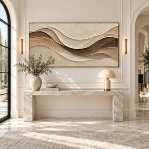 Earth Tone Layered Wave Plaster Art | 3D Textured Wall Art