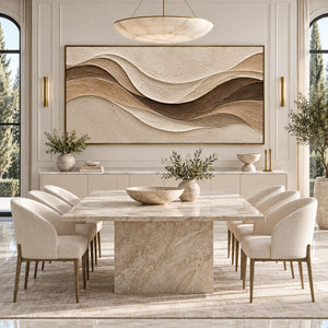 Earth Tone Layered Wave Plaster Art | 3D Textured Wall Art