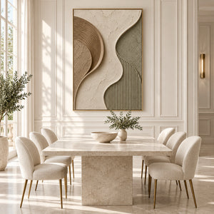 Sage & Taupe Curved Geometric Plaster Art | 3D Textured Wall Art