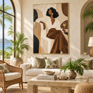 Earth Tone Elegant Black Woman Portrait | 3D Textured Wall Art