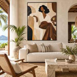 Earth Tone Elegant Black Woman Portrait | 3D Textured Wall Art
