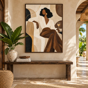 Earth Tone Elegant Black Woman Portrait | 3D Textured Wall Art