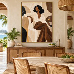 Earth Tone Elegant Black Woman Portrait | 3D Textured Wall Art
