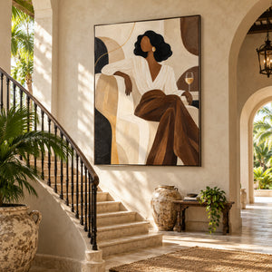 Earth Tone Elegant Black Woman Portrait | 3D Textured Wall Art