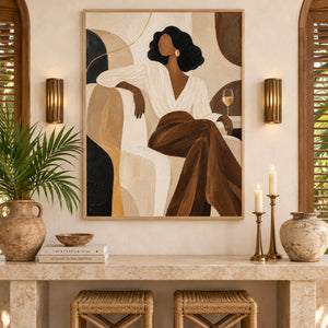 Earth Tone Elegant Black Woman Portrait | 3D Textured Wall Art