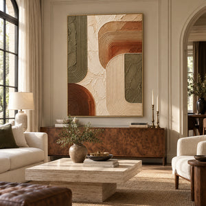Curved Line Mid-Century Relief Canvas | Thick Impasto Painting