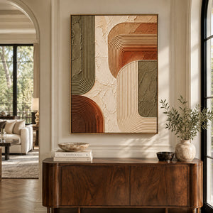 Curved Line Mid-Century Relief Canvas | Thick Impasto Painting