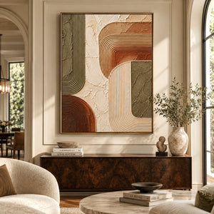 Curved Line Mid-Century Relief Canvas | Thick Impasto Painting