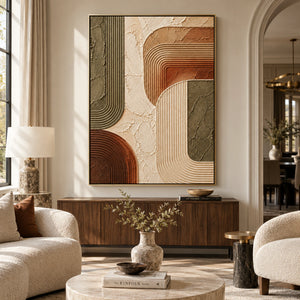 Curved Line Mid-Century Relief Canvas | Thick Impasto Painting
