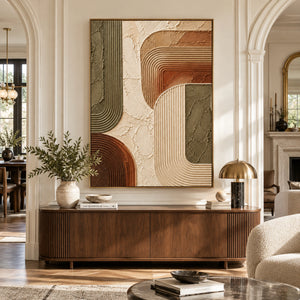 Curved Line Mid-Century Relief Canvas | Thick Impasto Painting