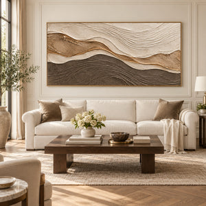 Earth Tone Wavy Strata Abstract Art | Modern Organic Wall Decor