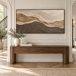 Earth Tone Wavy Strata Abstract Art | Modern Organic Wall Decor