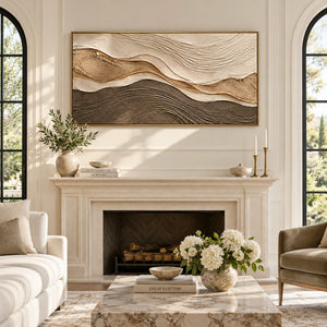 Earth Tone Wavy Strata Abstract Art | Modern Organic Wall Decor