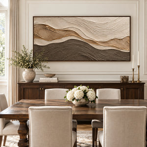 Earth Tone Wavy Strata Abstract Art | Modern Organic Wall Decor