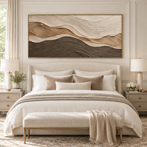 Earth Tone Wavy Strata Abstract Art | Modern Organic Wall Decor