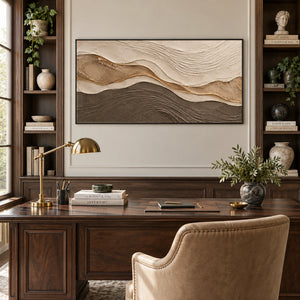 Earth Tone Wavy Strata Abstract Art | Modern Organic Wall Decor