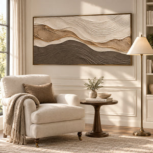 Earth Tone Wavy Strata Abstract Art | Modern Organic Wall Decor