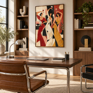 Abstract Dancing Ladies with Wine | 3D Textured Wall Art