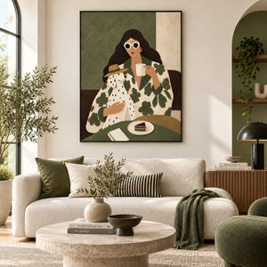 Woman with Dalmatian Dog Portrait | 3D Textured Wall Art