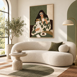 Woman with Dalmatian Dog Portrait | 3D Textured Wall Art